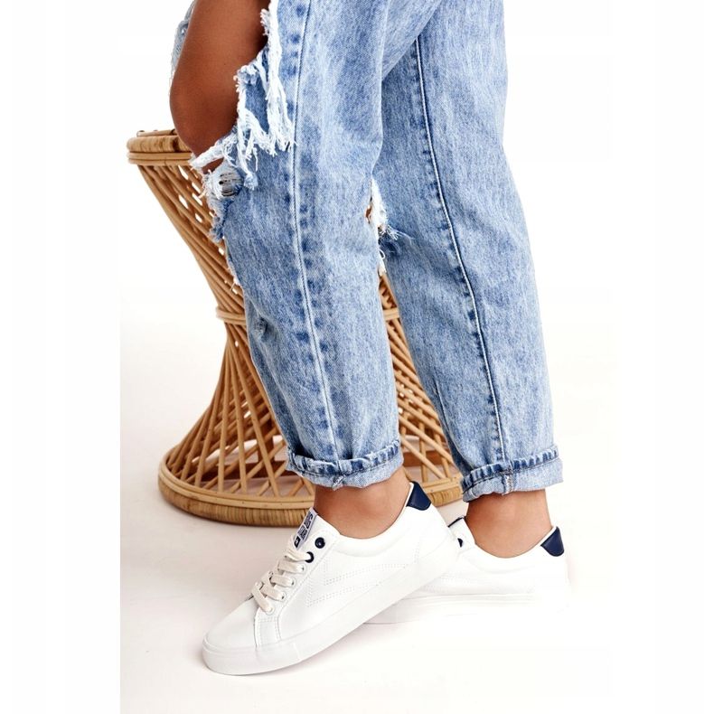 Zapatillas Mujer Piel Big Star BB274211 Blanco y Azul Marino 3