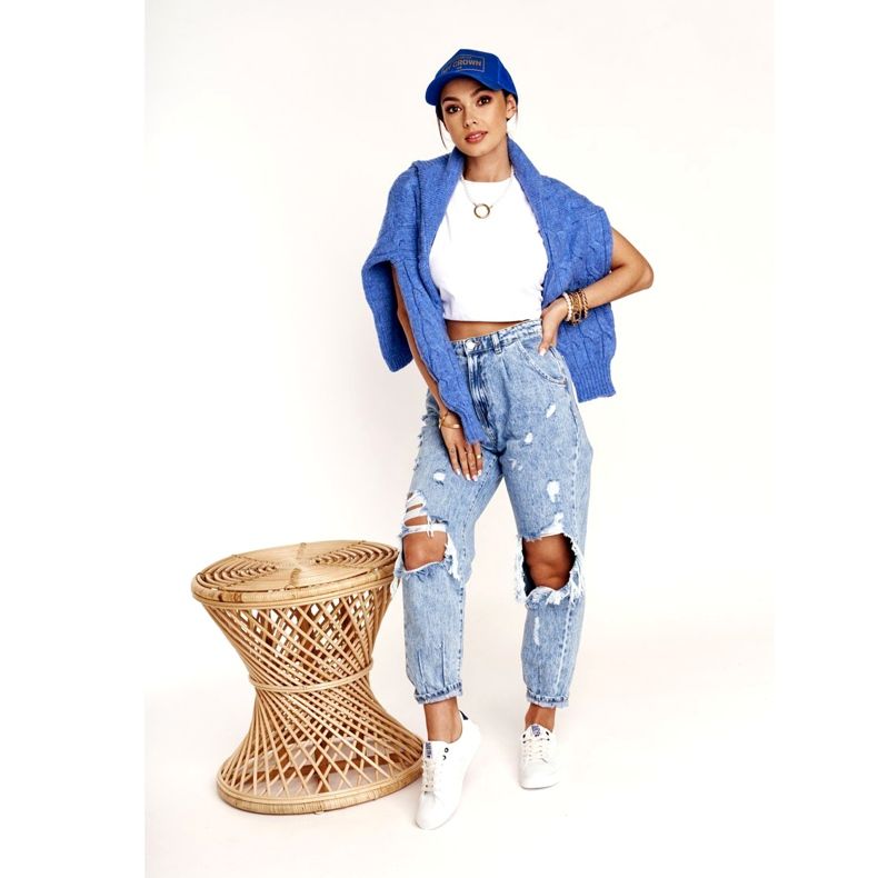 Zapatillas Mujer Piel Big Star BB274211 Blanco y Azul Marino 1