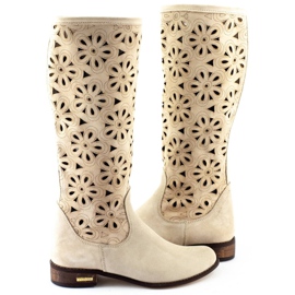 Olivier Botas de mujer caladas beige claro 4 Olivier Botas de mujer caladas beige claro 4