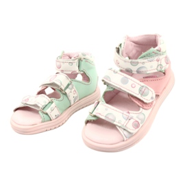 Sandalias profilácticas altas Mazurek 1291 blanco rosado verde 1