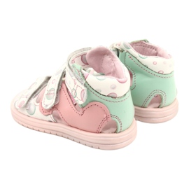 Sandalias profilácticas altas Mazurek 1291 blanco rosado verde 3