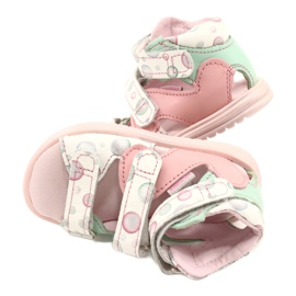 Sandalias profilácticas altas Mazurek 1291 blanco rosado verde 4
