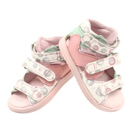 Sandalias profilácticas altas Mazurek 1291 blanco rosado verde 2