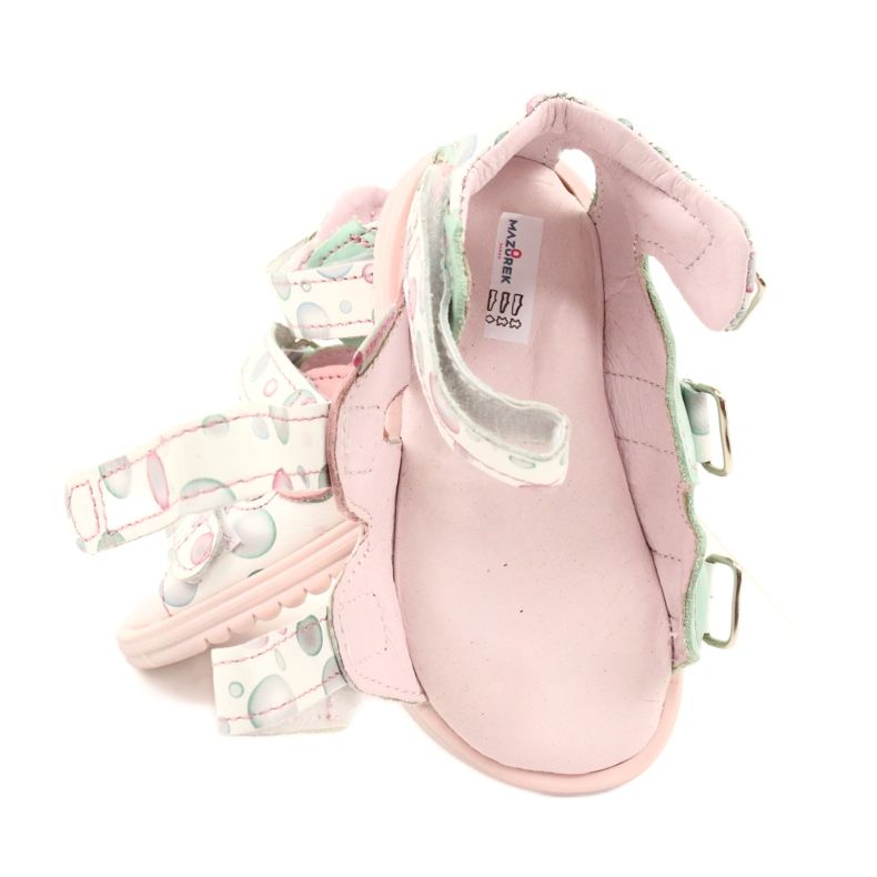 Sandalias profilácticas altas Mazurek 1291 blanco rosa verde 5