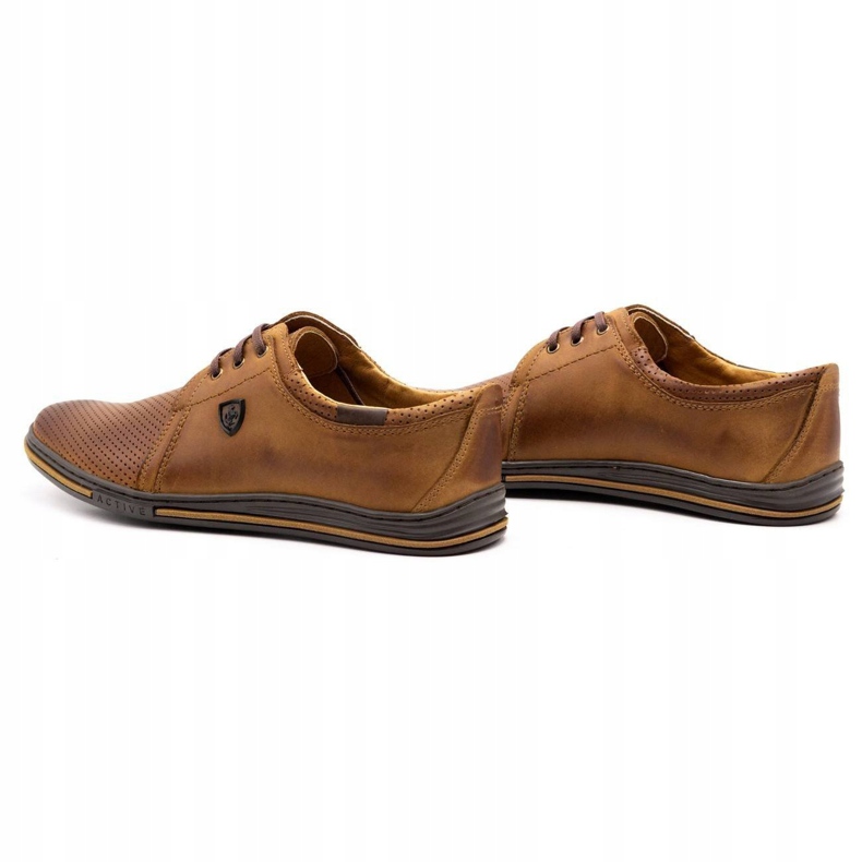 Polbut Zapatos de cuero para hombres 343P Openwork camello marrón 5