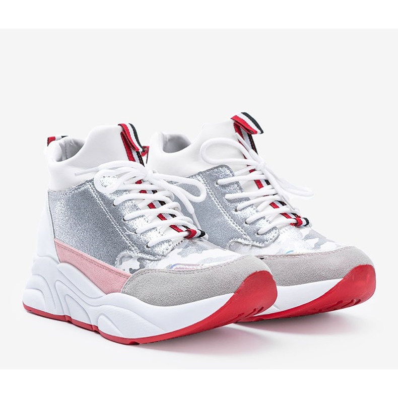 Zapatillas blancas sobre suela Cassadi gruesa blanco plata multicolor 1