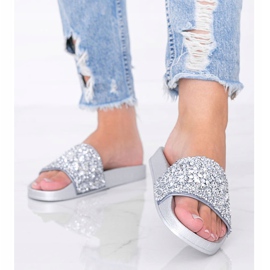 Pantuflas plateadas Bling Bling para mujer plata 1