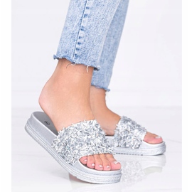 Pantuflas plateadas con circonita Love Bling plata 1