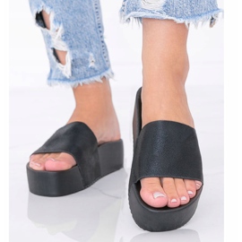 Zapatillas negras sobre suela gruesa Crysta negro 1