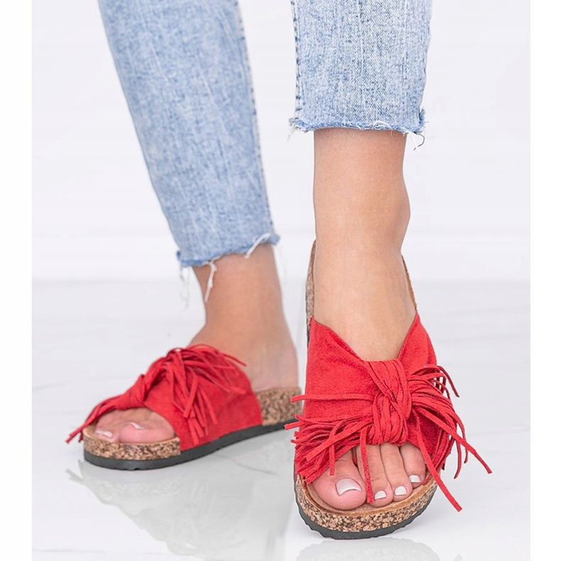 Sandalias rojas en la suela de corcho Crys rojo 1 Sandalias rojas en la suela de corcho Crys rojo 1