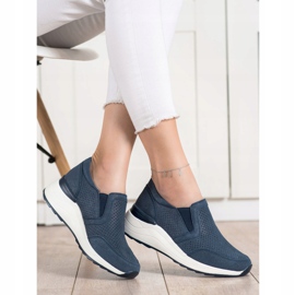 Goodin Zapatillas de cuero con purpurina azul marino azul 1
