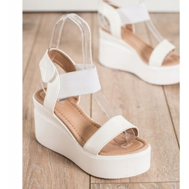 Small Swan Sandalias de cuña de moda blanco 2