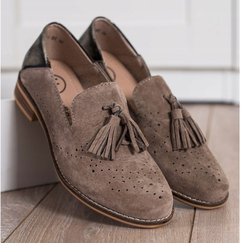 Filippo Señores de cuero con flecos marrón 2