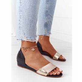 Sandalias Piel Maciejka 1971-46 Negro y Dorado 4