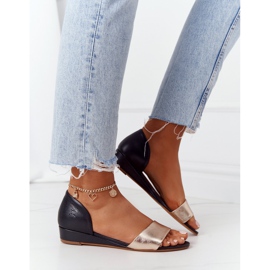 Sandalias Piel Maciejka 1971-46 Negro y Dorado 3