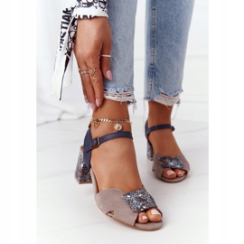 Sandalias Piel Tacón Alto Maciejka 04120-43 Beige-Azul Marino 1