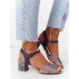 Sandalias Piel Tacón Alto Maciejka 04120-43 Beige-Azul Marino 2