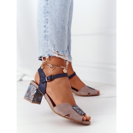 Sandalias Piel Tacón Alto Maciejka 04120-43 Beige-Azul Marino 3