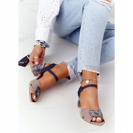 Sandalias Piel Tacón Alto Maciejka 04120-43 Beige-Azul Marino 4