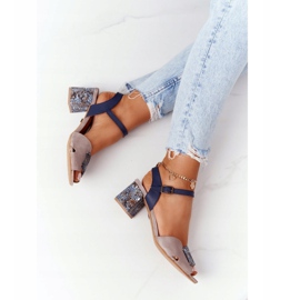 Sandalias Piel Tacón Alto Maciejka 04120-43 Beige-Azul Marino 5