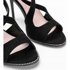 Sandalias negras con circonita en tacón Elvi negro 2