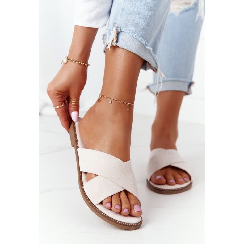 Pantuflas Mujer Velour Beige Edesa marrón 2