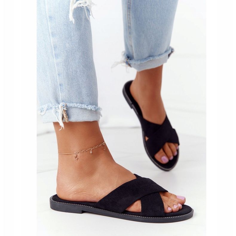 Pantuflas Mujer Velour Negro Edesa 1