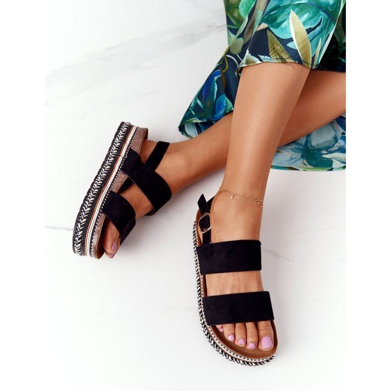 Sandalias de ante en la plataforma negra Olympia negro multicolor 1