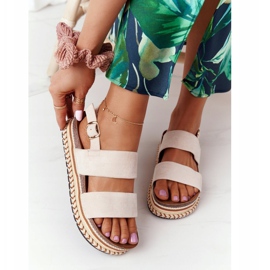 Sandalias de ante en la plataforma Olimpia beige multicolor 1