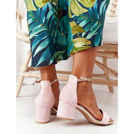 Sandalias de tacón de ante Pink Janet rosado 3