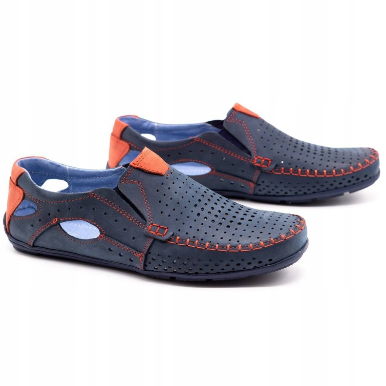 Olivier Zapatos mocasines hombre 901 azul marino con rojo 2