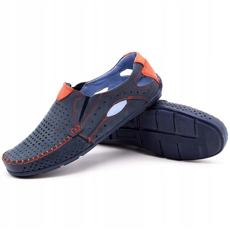 Olivier Zapatos mocasines hombre 901 azul marino con rojo 3