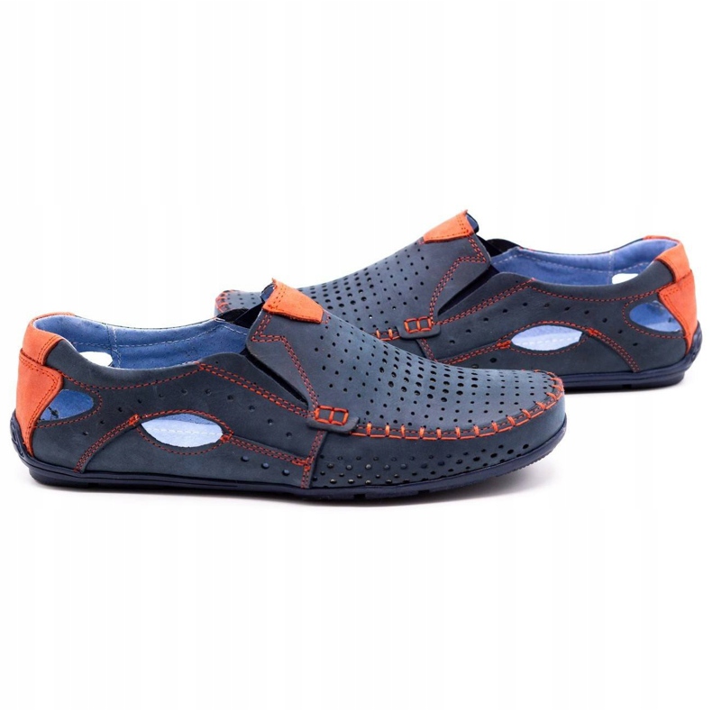 Olivier Zapatos mocasines hombre 901 azul marino con rojo 5