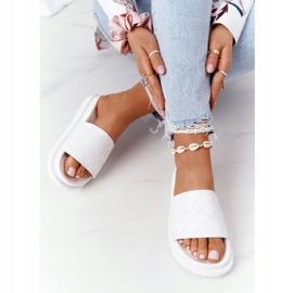 Pantuflas de mujer On the Big Star HH274683 Plataforma blanca blanco 5