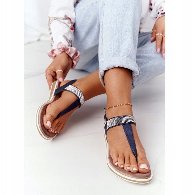 S.Barski Sandalias Chanclas Con Circonitas S. Barski 701-12 Azul Marino marrón 2