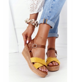 Sandalias Amarillas Con Cuña S.Barski GD-38 marrón amarillo 1