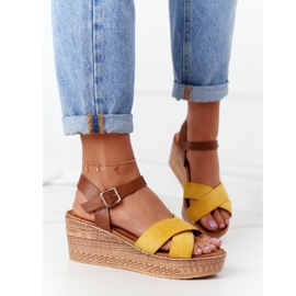 Sandalias Amarillas Con Cuña S.Barski GD-38 marrón amarillo 2