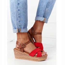 S.Barski Sandalias Con Cuña S. Barski GD-38 Rojo marrón 2