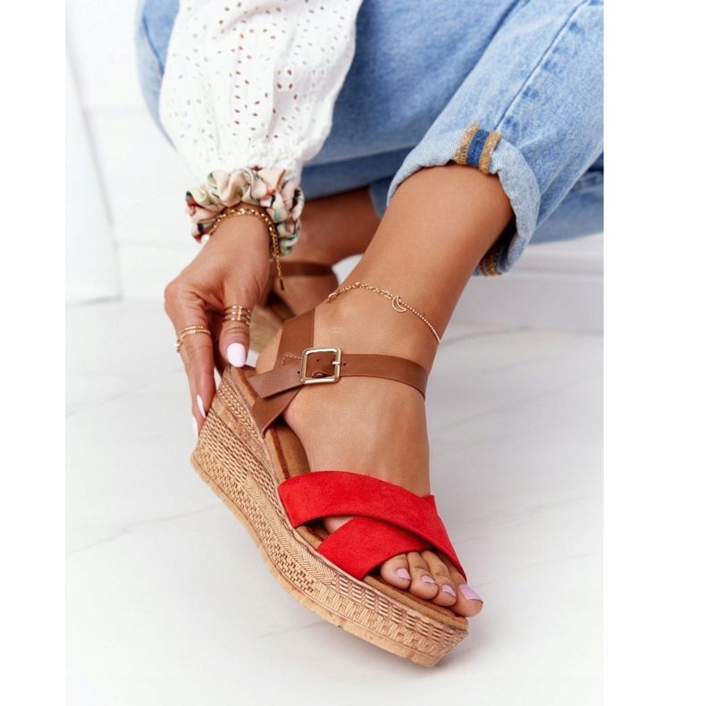 S.Barski Sandalias Con Cuña S. Barski GD-38 Rojo marrón 1