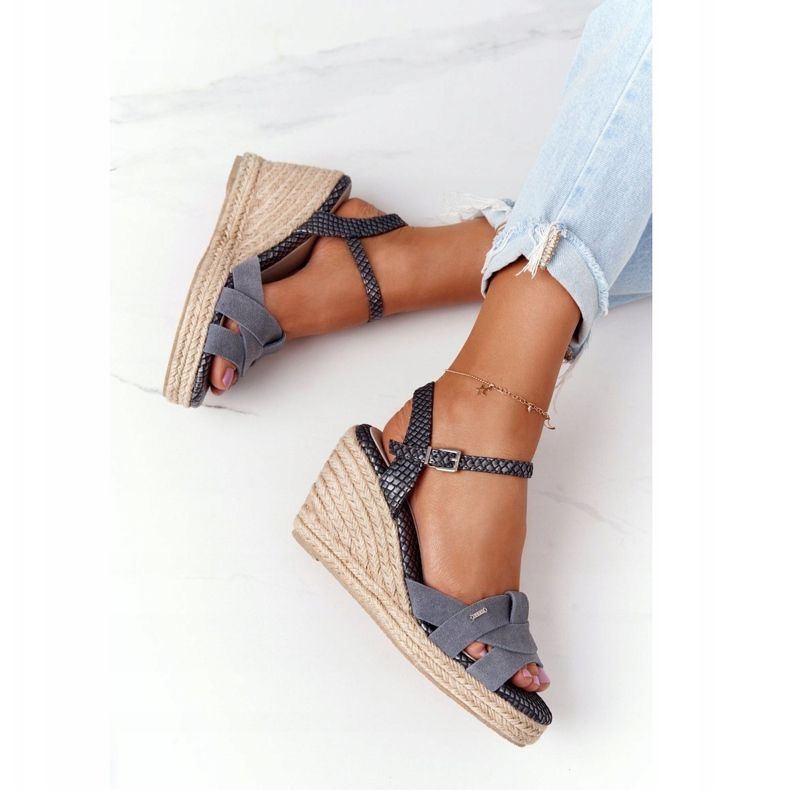 Sandalias Cuña Piel Big Star HH274378 Plata gris 1