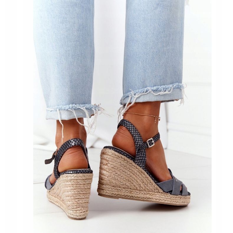 Sandalias Cuña Piel Big Star HH274378 Plata gris 2