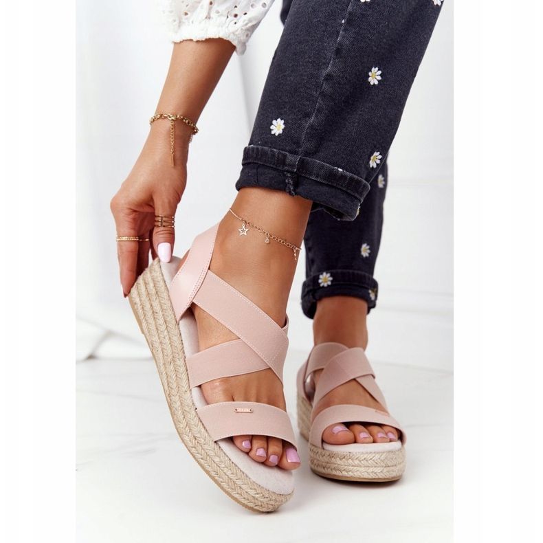 Sandalias de cuña con canalé Big Star HH274413 Rosa rosado 2