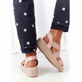 Sandalias de cuña con canalé Big Star HH274413 Rosa rosado 3