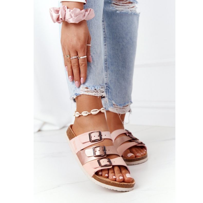 Pantuflas de Piel Perfilada Big Star HH274586 Rosa-Cobre 2