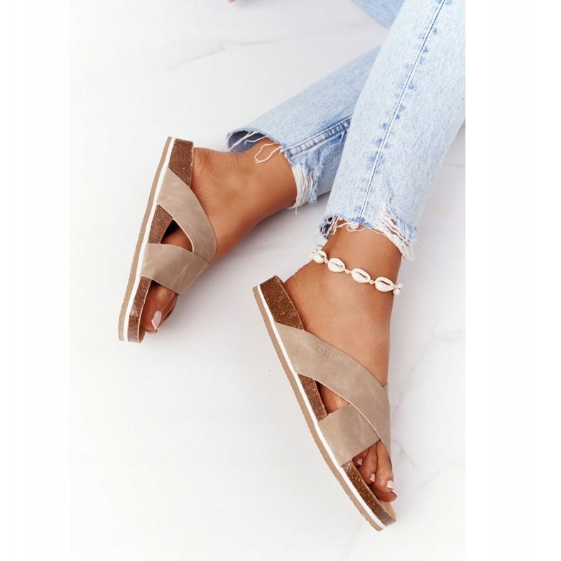 Pantuflas de Piel Perfilada Big Star HH274593 Beige 1