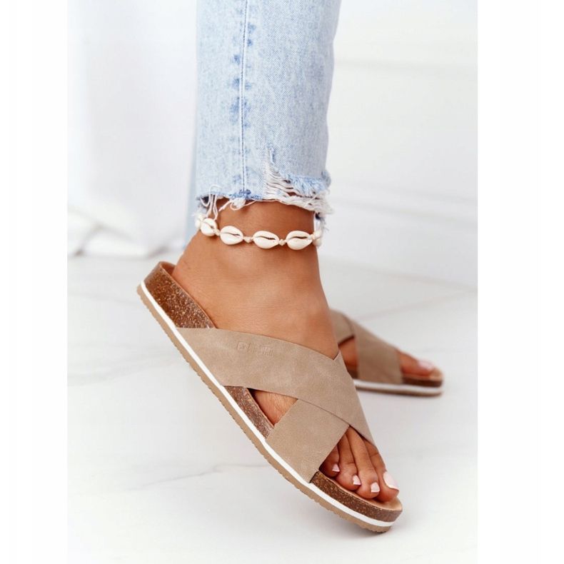 Pantuflas de Piel Perfilada Big Star HH274593 Beige 2