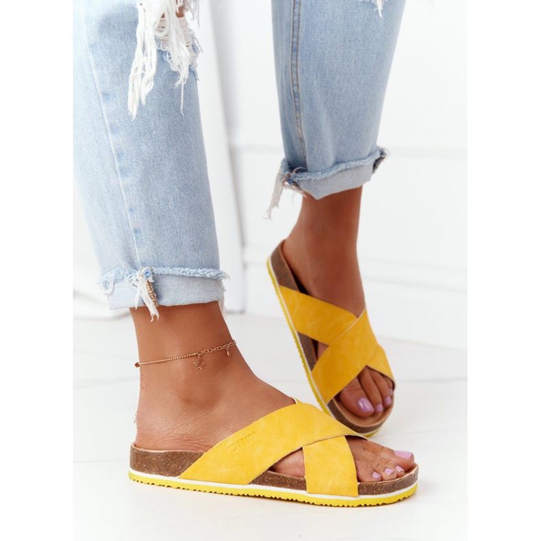 Pantuflas de Piel Perfilada Big Star HH274596 Amarillo 2