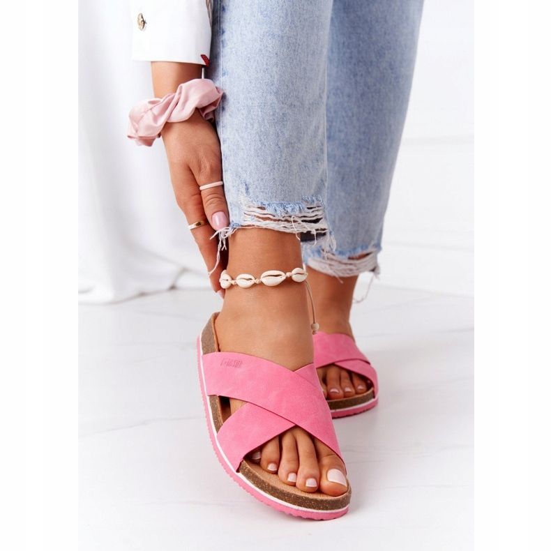 Pantuflas de Piel Perfilada Big Star HH274597 Fucsia rosado 2