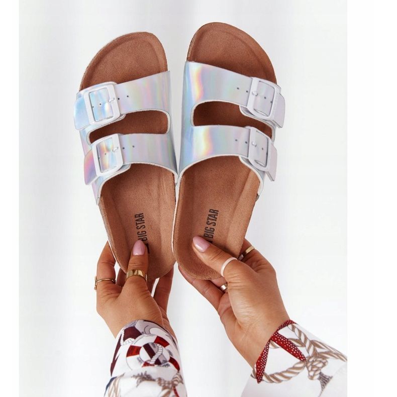 Pantuflas de Piel Perfilada Big Star HH274895 Plata 1