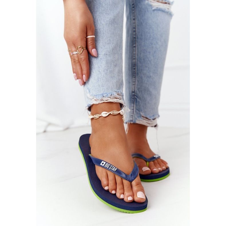 Chanclas Mujer Big Star FF274A312 Azul marino verde 2